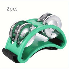 2PCS Foot Tambourine Percussion Musical Instrument Pedal With Steel Jingle Bells