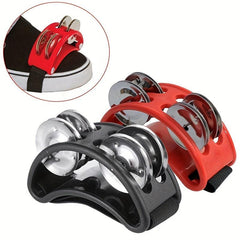 2PCS Foot Tambourine Percussion Musical Instrument Pedal With Steel Jingle Bells