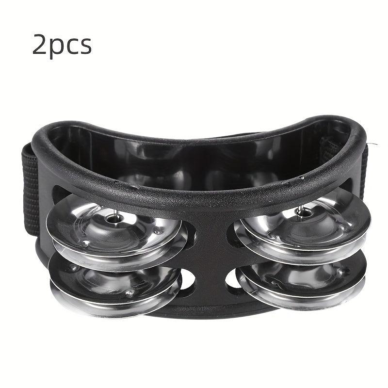 2PCS Foot Tambourine Percussion Musical Instrument Pedal With Steel Jingle Bells