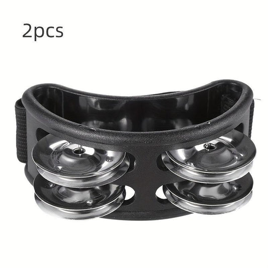 2PCS Foot Tambourine Percussion Musical Instrument Pedal With Steel Jingle Bells