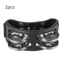 2PCS Foot Tambourine Percussion Musical Instrument Pedal With Steel Jingle Bells