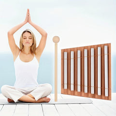 Aluminum Tube Xylophone 7 Tone Wood Tabletop Chimes Meditation Chime
