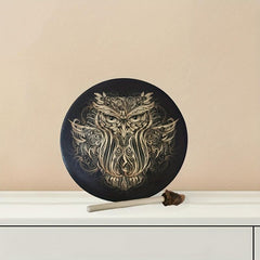 Handcrafted Siberian Owl Shamanic Drum Set for Journeying