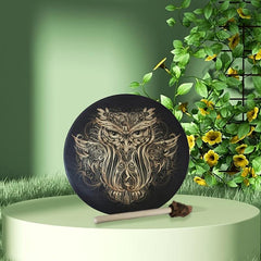Handcrafted Siberian Owl Shamanic Drum Set for Journeying