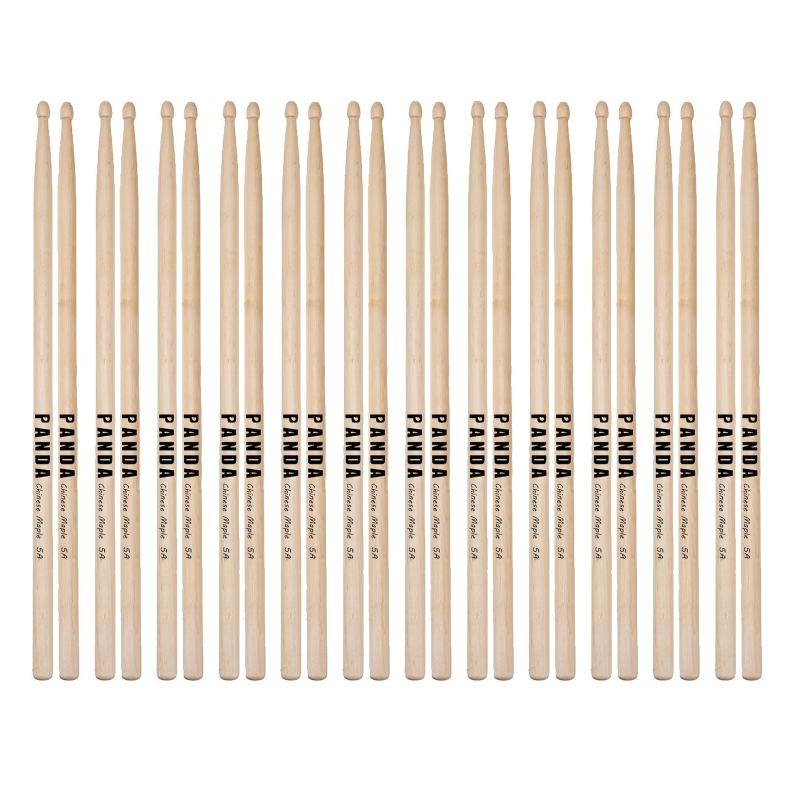 12 Pairs Panda 5A Drumsticks Maple Wood Drumsticks with Wood Tips