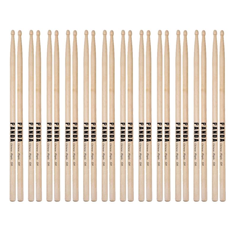 12 Pairs Panda 5A Drumsticks Maple Wood Drumsticks with Wood Tips