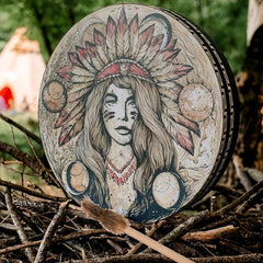 Shamanic Witch Drum Native Woman Drum Vegan Tunable Membrane for Sound Healing
