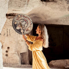 Shamanic Witch Drum Native Woman Drum Vegan Tunable Membrane for Sound Healing