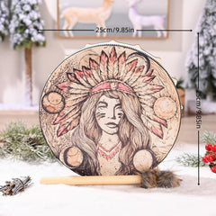 Shamanic Witch Drum Native Woman Drum Vegan Tunable Membrane for Sound Healing