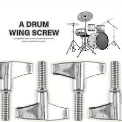 4 Pcs Metal Brackets Drum Accessories Instrument Nuts Cymbal Stand Wing Screw