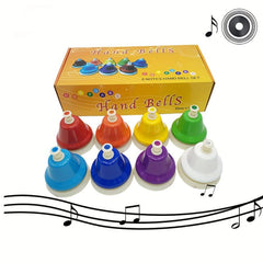 Colorful 8 Tone Hand Bells Music Teaching Aid