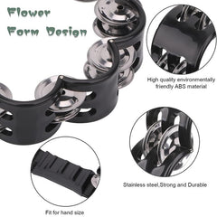 Double Row Tambourine for Adults - Flower Form Musical Instrument