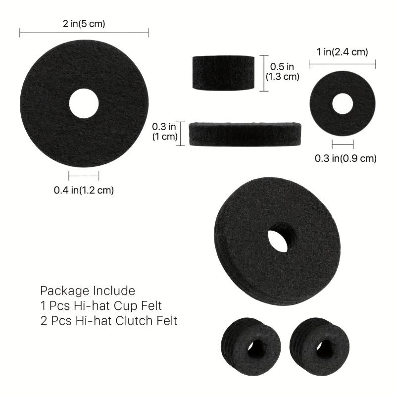 Cymbal Replacement Accessories: Felts, Clutch, Sleeves, Nuts, Washer