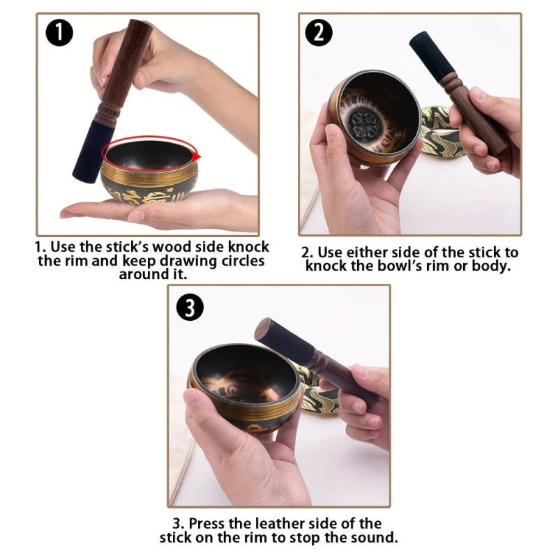 Hand Hammered Singing Bowls Set for Meditation