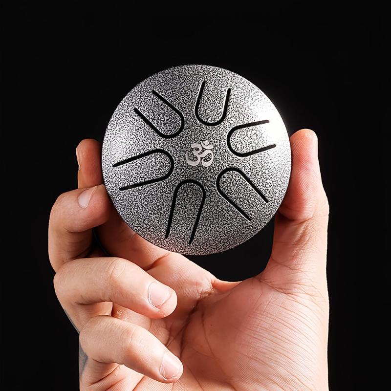 Mini Steel Tongue Drum 6 Notes Mallets & Music Book Camping Yoga Meditation