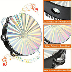 Hand Held Wood Tambourine Metal Jingles Rhythm Percussion