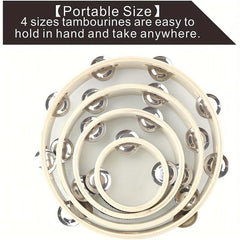 4pcs Adult Hand Drums & Tambourines for Church School Concerts