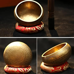 Nepalese Hand Hammered Singing Bowl Set for Meditation
