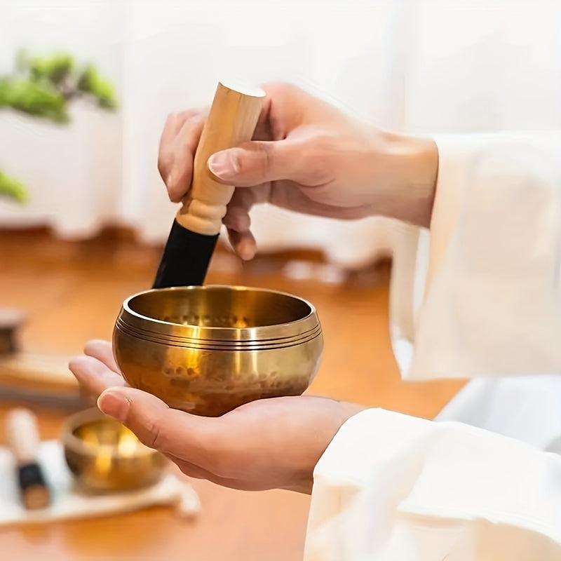 Nepalese Hand Hammered Singing Bowl Set for Meditation