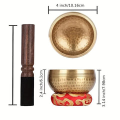 Nepalese Hand Hammered Singing Bowl Set for Meditation