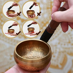 Nepalese Hand Hammered Singing Bowl Set for Meditation