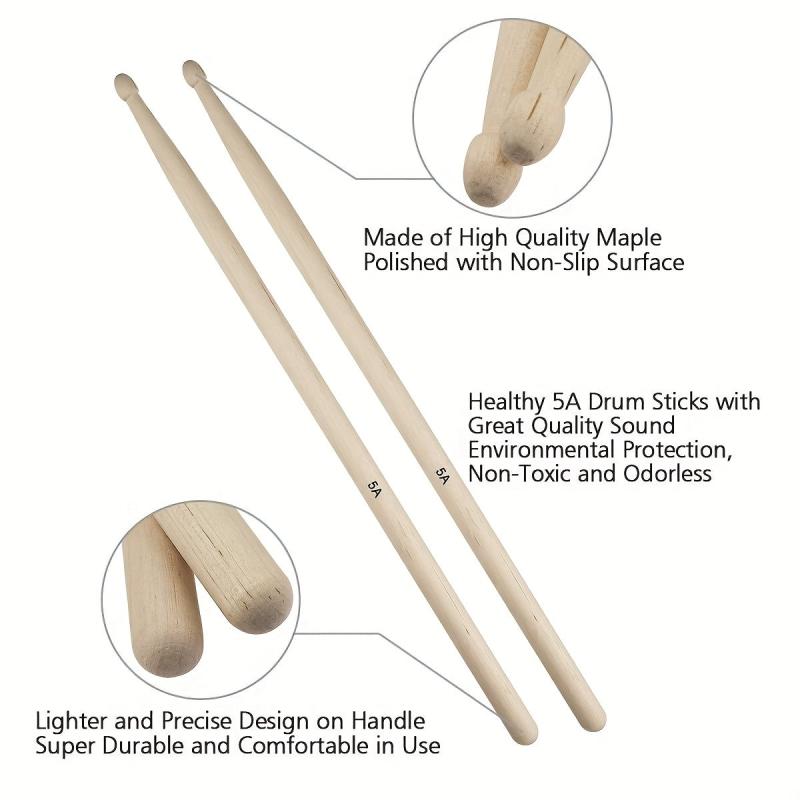 5A Maple Drum Sticks Set Drum Rods Brushes Drumsticks Gift Sets