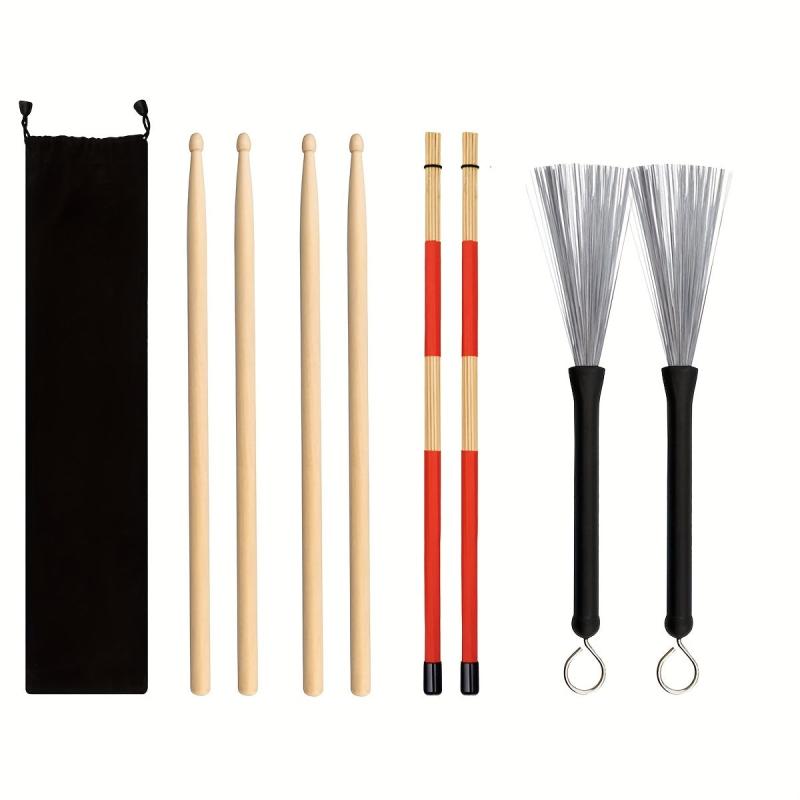5A Maple Drum Sticks Set Drum Rods Brushes Drumsticks Gift Sets