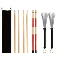 5A Maple Drum Sticks Set Drum Rods Brushes Drumsticks Gift Sets
