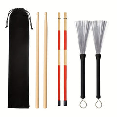 5A Maple Drum Sticks Set Drum Rods Brushes Drumsticks Gift Sets