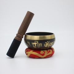 Folk Percussion Singing Bowl Set with Faux Leather Stick and Circle Pad