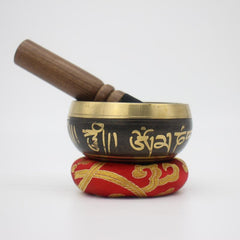 Folk Percussion Singing Bowl Set with Faux Leather Stick and Circle Pad