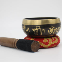 Folk Percussion Singing Bowl Set with Faux Leather Stick and Circle Pad