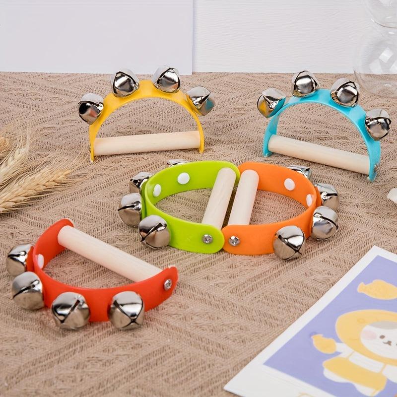 Wooden Hand Rattle Musical Instrument Toy 5 Colors Random
