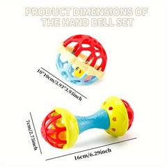 2Pcs Baby Rattles Toy Soft Rubber Hand Bell Fitness Grasping Ball Exercise Toys