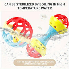2Pcs Baby Rattles Toy Soft Rubber Hand Bell Fitness Grasping Ball Exercise Toys
