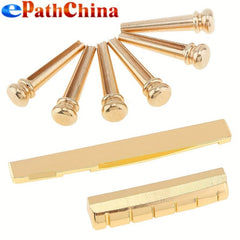 8pc Golden Bridge Pins & Nuts for Acoustic Guitar