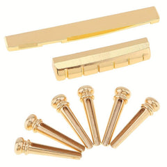 8pc Golden Bridge Pins & Nuts for Acoustic Guitar