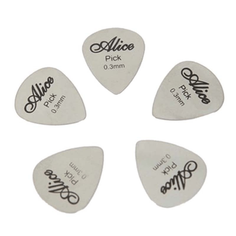 10pcs Professional 0.3mm Metal Guitar Pick Silver Bass Ukulele Guitar Playing