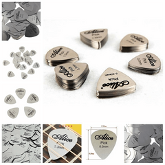 10pcs Professional 0.3mm Metal Guitar Pick Silver Bass Ukulele Guitar Playing