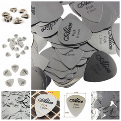 10pcs Professional 0.3mm Metal Guitar Pick Silver Bass Ukulele Guitar Playing