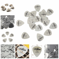 10pcs Professional 0.3mm Metal Guitar Pick Silver Bass Ukulele Guitar Playing