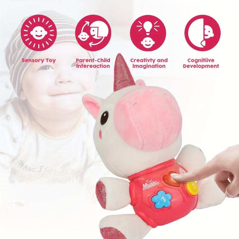 Baby Musical Unicorn Infant Toy Snap Button Random