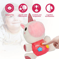 Baby Musical Unicorn Infant Toy Snap Button Random