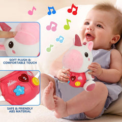 Baby Musical Unicorn Infant Toy Snap Button Random