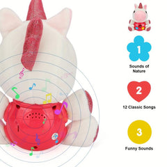 Baby Musical Unicorn Infant Toy Snap Button Random