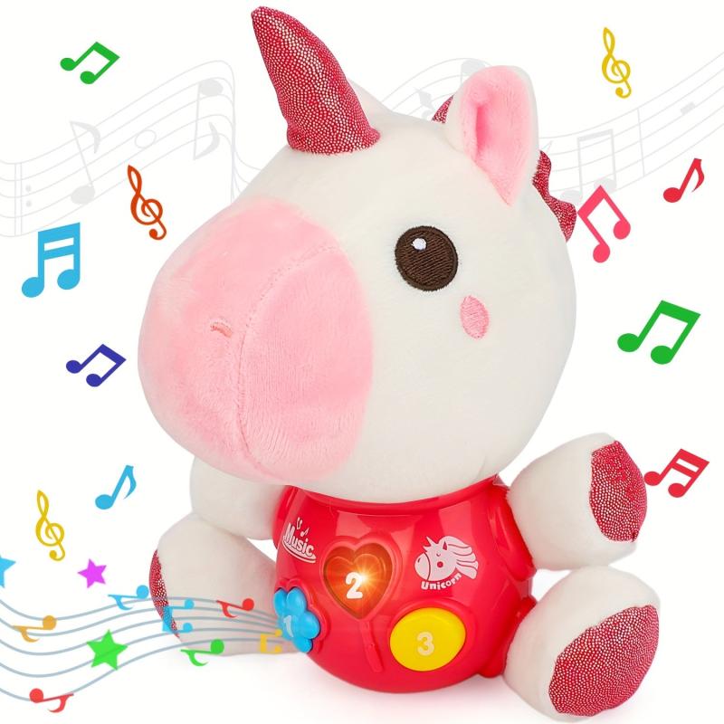 Baby Musical Unicorn Infant Toy Snap Button Random