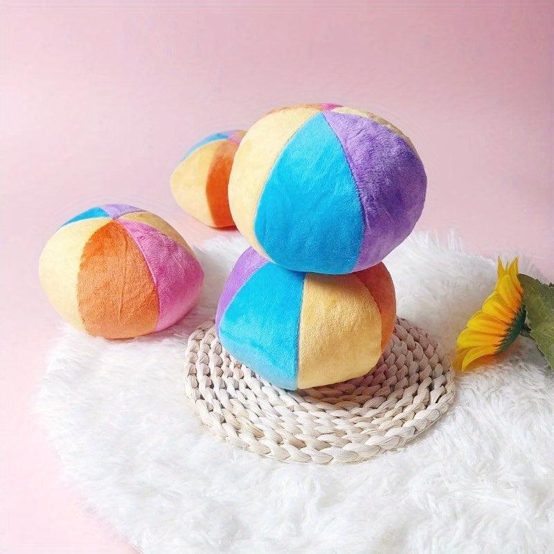 4pcs Montessori Colorful Plush Rainbow Balls Baby Grip Rattle Ball Sensing Toys