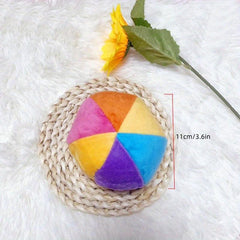 4pcs Montessori Colorful Plush Rainbow Balls Baby Grip Rattle Ball Sensing Toys