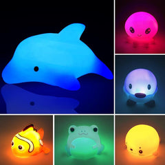 6 Pcs Light Up Bath Toys Floating Rubber Toys Flashing Changing Light in Water
