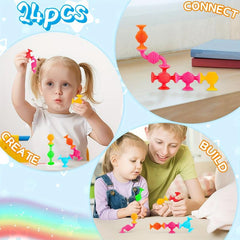 Textured Suction Toys Connect Build Create Mold Bath Toys